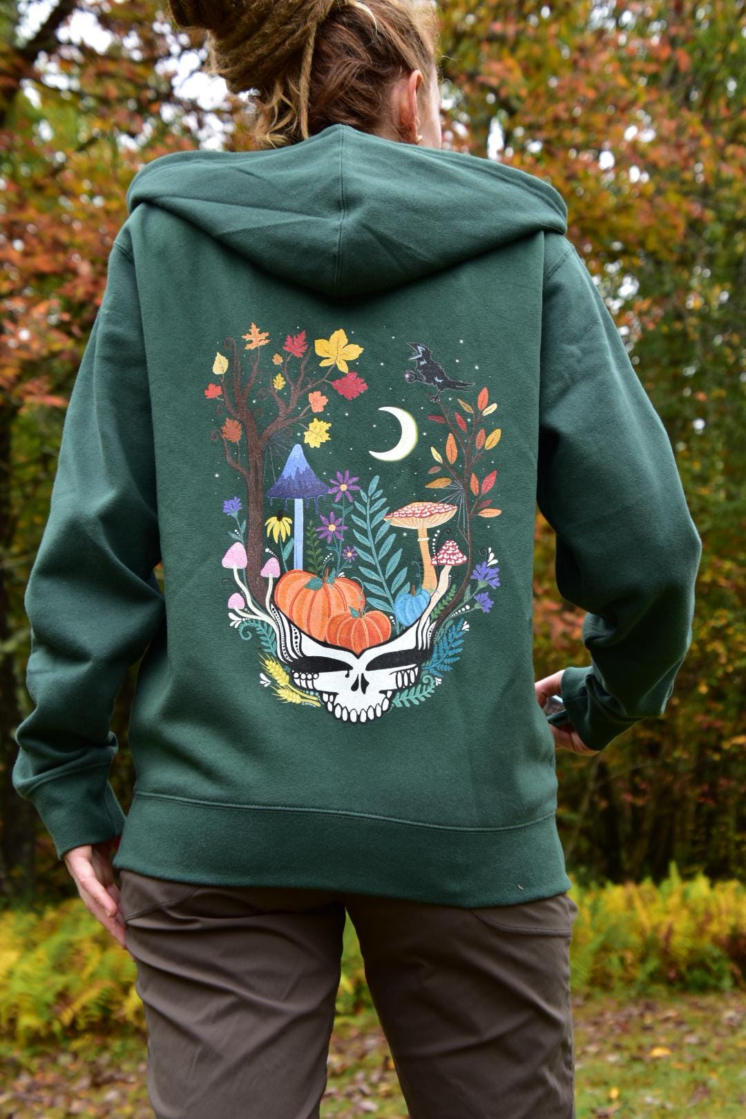 Desiree Rosalee Art ~ Autumn Zip up Hoodie ~ Color Alpine Green - Etsy