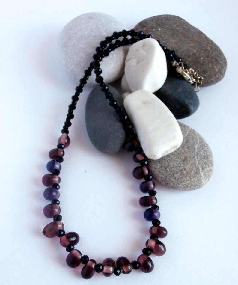 Handmade Repurposed Jewelry Purple Necklace Glass Beads