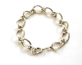 Vintage Sterling Silver Figaro Chain Bracelet - Chunky Link Design for Women&#39;s Jewellery Gift