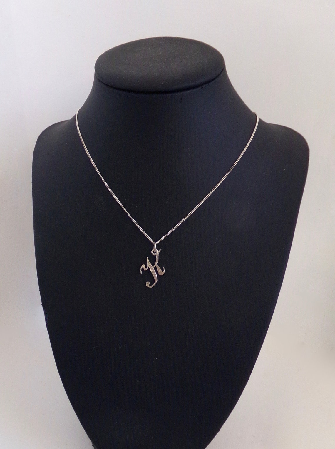 Letter K Necklace Vintage Jewellery Solid Silver Initial Etsy