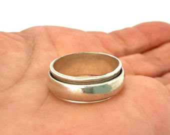 Vintage Sterling Silver Spinner Wide Band Ring - Men’s Jewellery Size U (US 10.5)