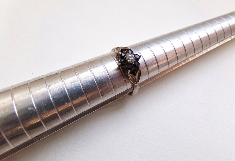 Black Silver Ring Cubic Zirconia Dainty Ring Vintage Jewellery