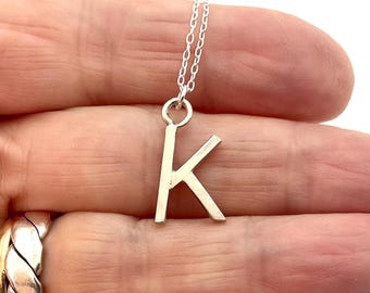 Personalised Eco-Friendly Initial K Necklace - Handcrafted Sterling Silver Pendant