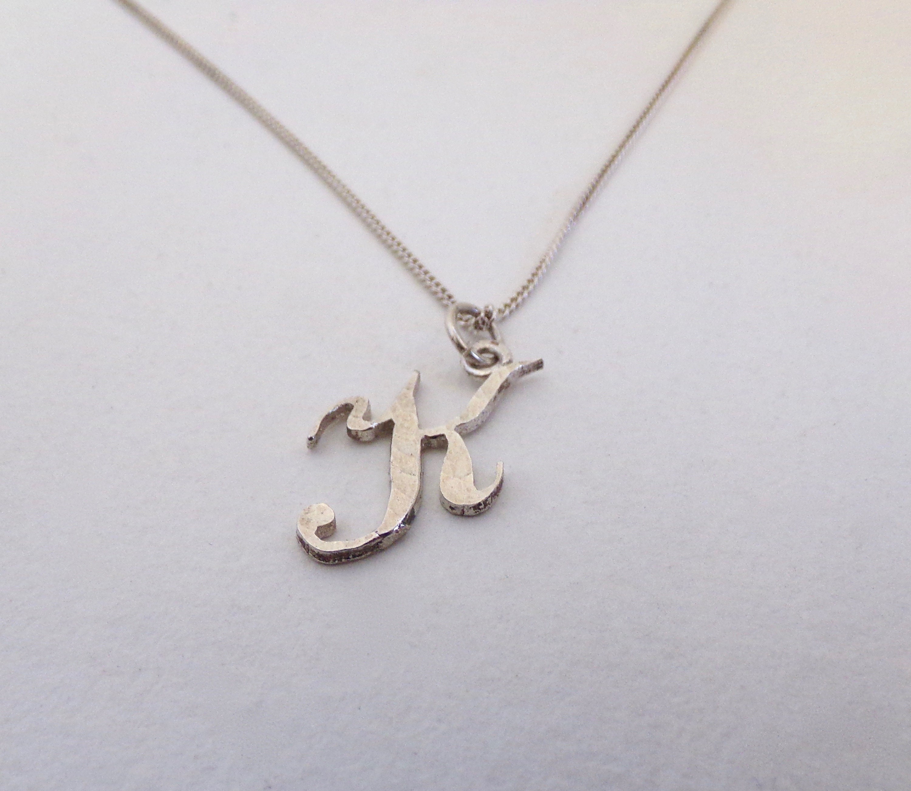 Letter K Necklace Vintage Jewellery Solid Silver Initial Etsy