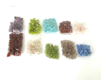 Recycled Gemstone Chip Beads - Assorted Colours Reclaimed From Pre Used Jewellery - 10 x 10 grams
