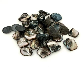 Recycled Vintage Grey Black Shell Mix Beads - Reclaimed From Pre Used Jewellery - 71 grams