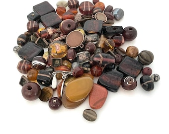 Recycled Vintage Brown & Caramel Mix Beads - Reclaimed From Pre Used Jewellery - 304 grams