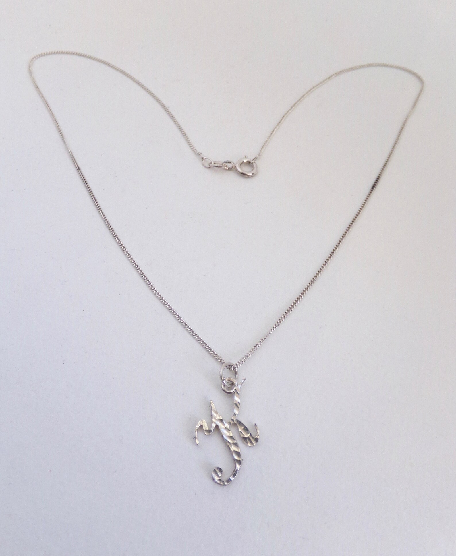 Solid Silver Letter K Necklace Vintage Initial Necklace Etsy