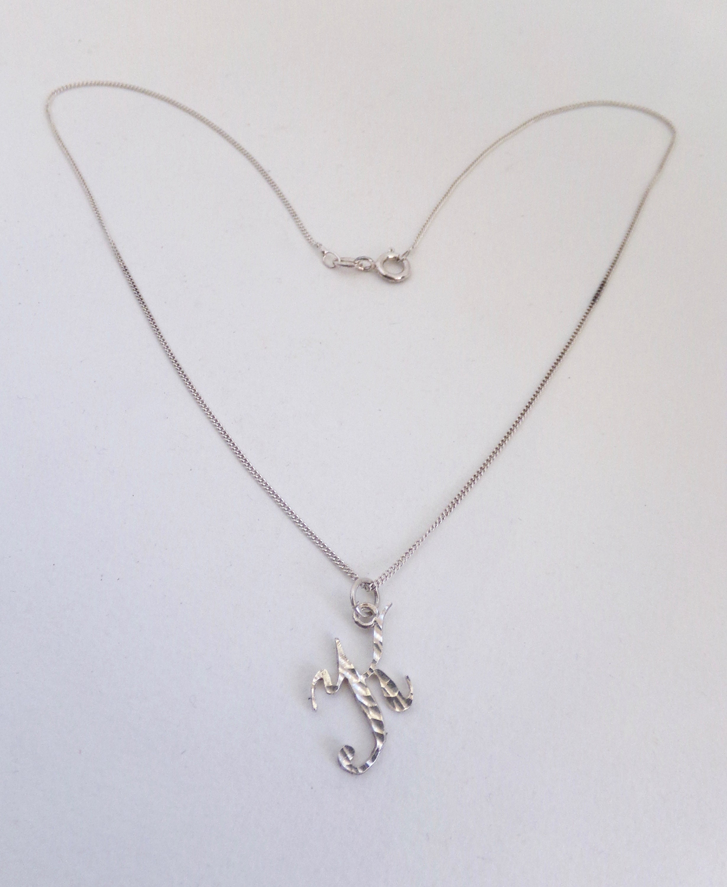 Letter K Necklace Vintage Jewellery Solid Silver Initial Etsy