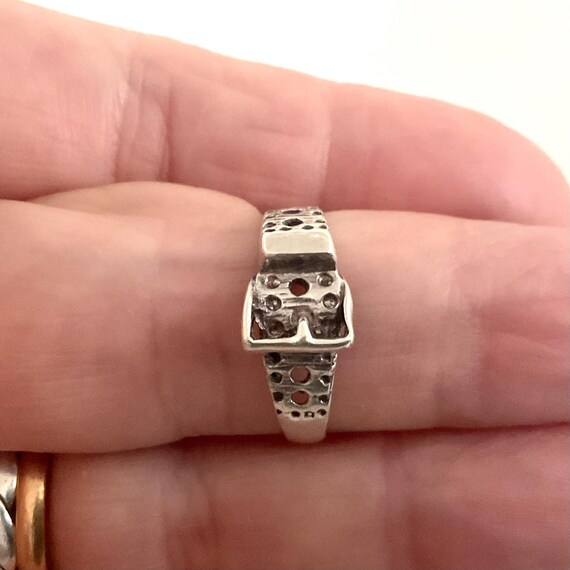 Vintage Sterling Silver Buckle Belt Ring - Retro Victorian Style