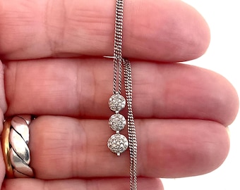 Diamond Pendant Necklace - Vintage Sterling Gilt Jewellery for Women and Girls