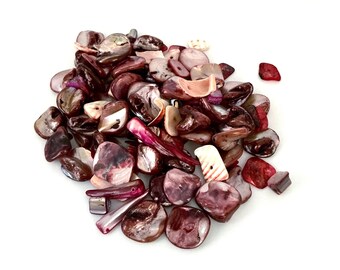 Recycled Vintage Red Burgundy Shell Mix Beads - Reclaimed From Pre Used Jewellery - 129 grams