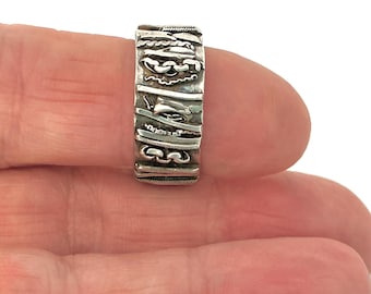 Brutalist Sterling Silver Ring - Recycled Handcrafted Band - Adjustable