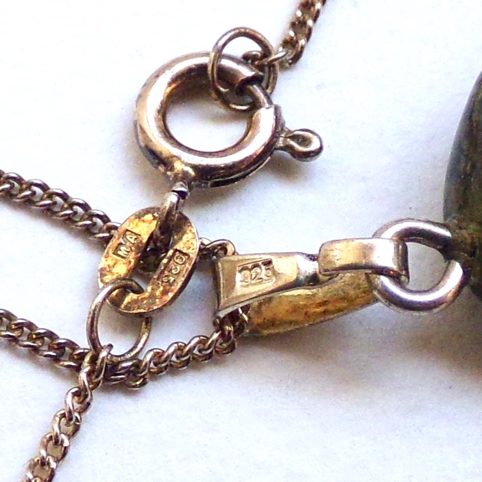 Collana in argento sterling 925 con agata muschio naturale