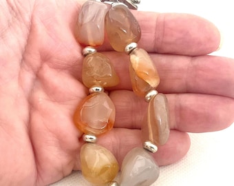 Repurposed Chunky Agate Gemstone Bracelet - Handmade Beaded Jewellery