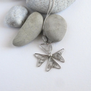 Vintage 917 Silver Filigree Maltese Cross Pendant Necklace