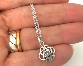 Vintage Sterling Silver Celtic Knot Pendant - Blue Stone Necklace by Kit Heath