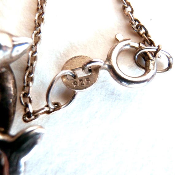 Sterling Silver Two Dolphins Pendant Necklace - Vintage Jewellery