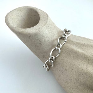 Silver Bracelet - Sterling Silver Figaro Chain Vintage Bracelet