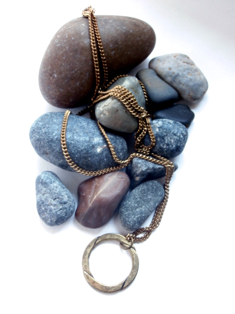 Long Necklace Gold Tone Repurposed Jewelry Circle Etsy