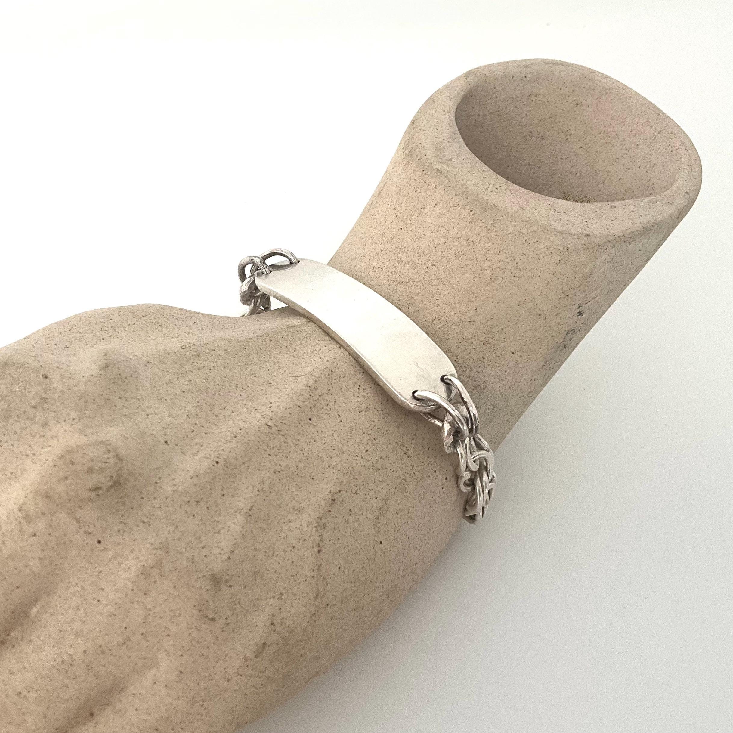 1960s Mens Sterling Silver ID Bracelet - Upcycled Vintage Chain