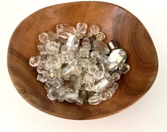 Recycled Vintage Clear Mix Beads - Reclaimed From Pre Used Jewellery - 203 grams