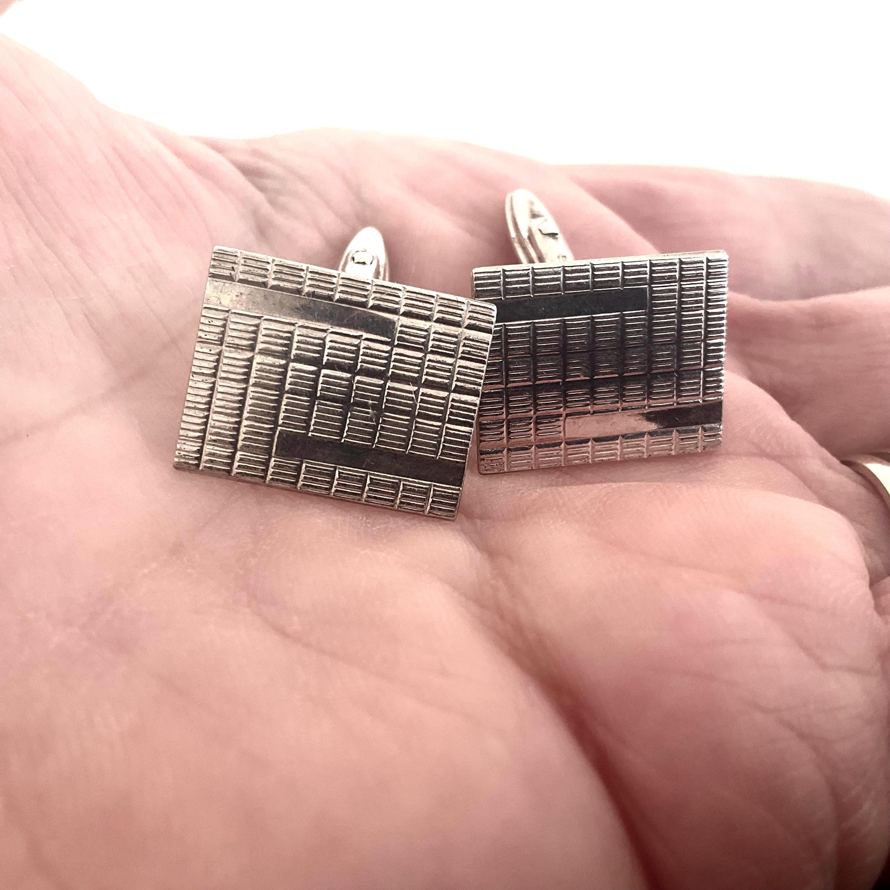 ヴィンテージ スターリングシルバー テクスチャード レクタンギュラー