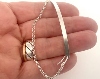 Handcrafted Eco Friendly Women's Jewellery - Unique Sterling Silver ID Panel Bracelet