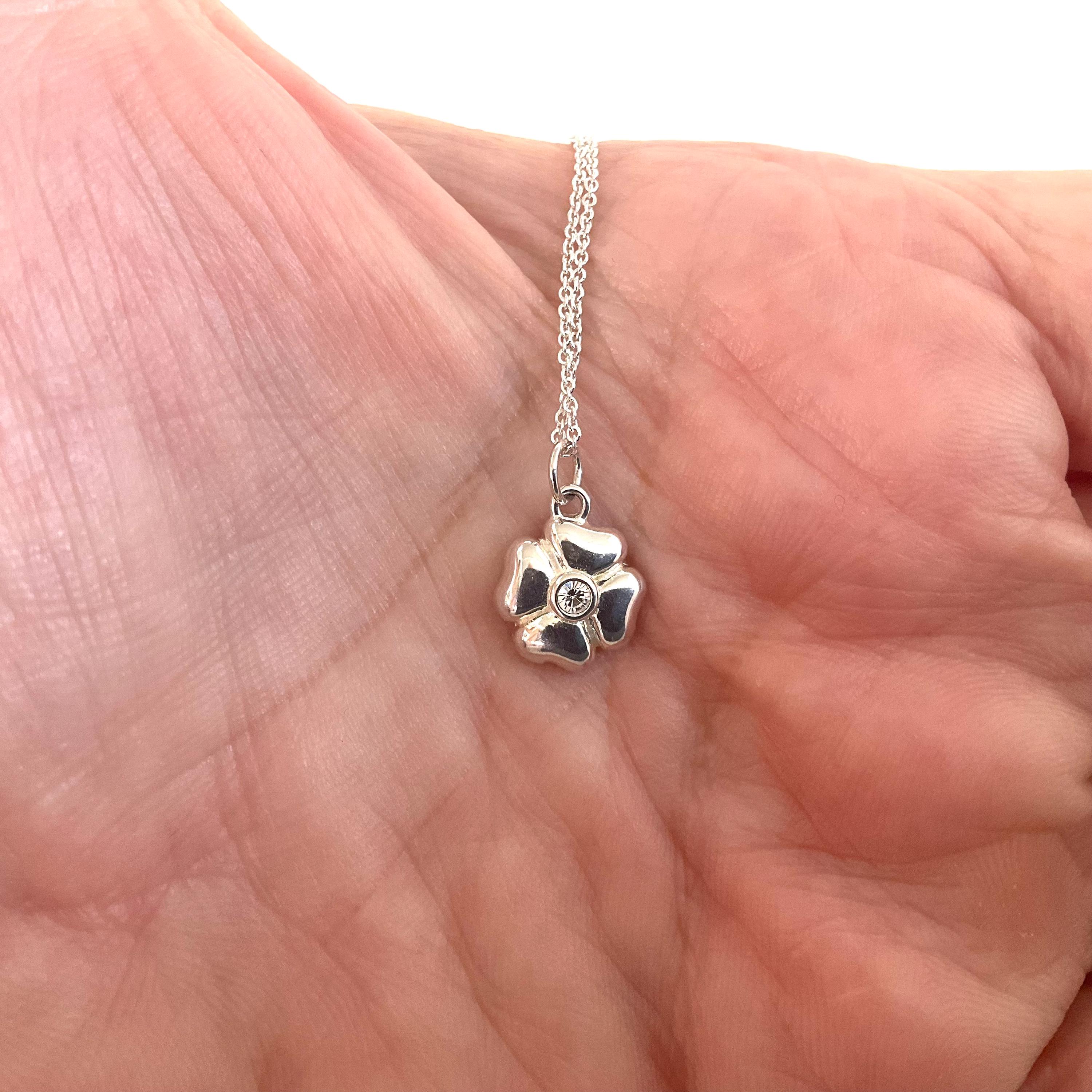 Ciondolo Quadrifoglio Portafortuna In Argento Sterling 925 – Serebra Jewelry, Catena 40+7 Cm, 1.3x0.8 Cm - 5