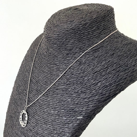 Sterling Silver Cut Out Circle Pendant Necklace -… - image 3