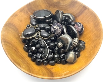 Recycled Vintage Black Mix Beads - Reclaimed From Pre Used Jewellery - 302 grams