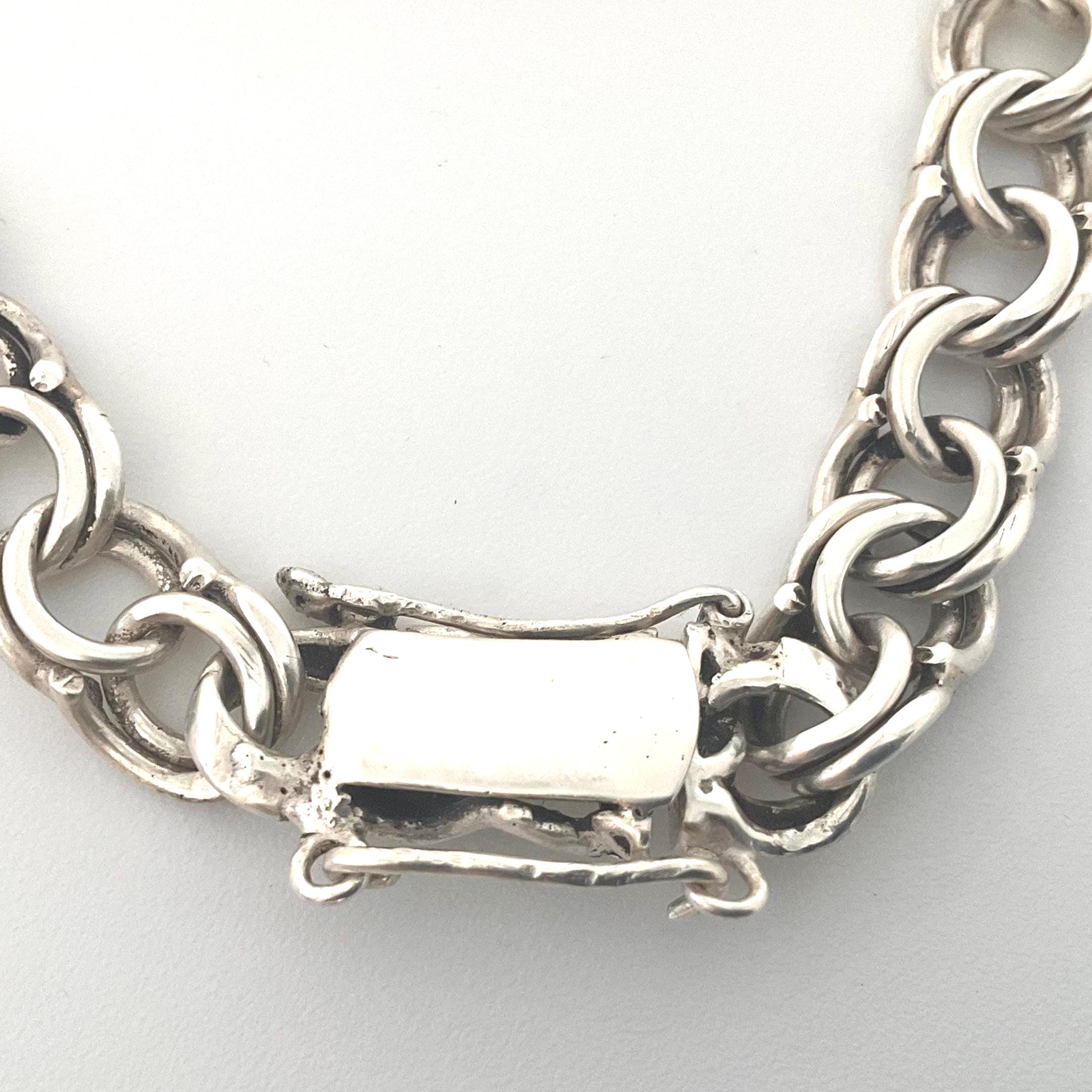 1960s Mens Sterling Silver ID Bracelet - Upcycled Vintage Chain
