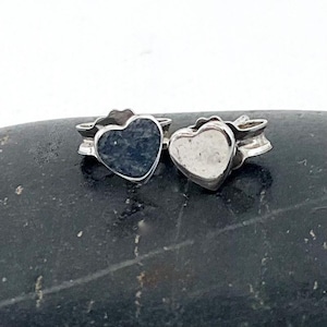 Vintage Sterling Silver Mini Heart Stud Earrings - Delicate Everyday Jewellery for Women & Girls