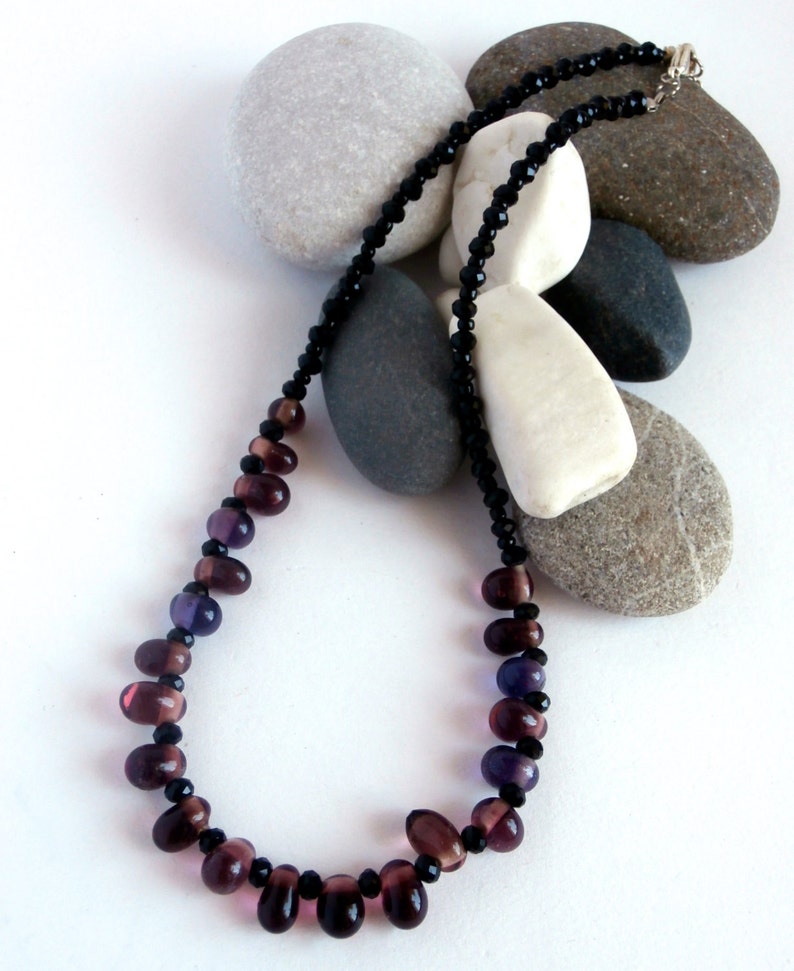 Handmade Repurposed Jewelry Purple Necklace Glass Beads