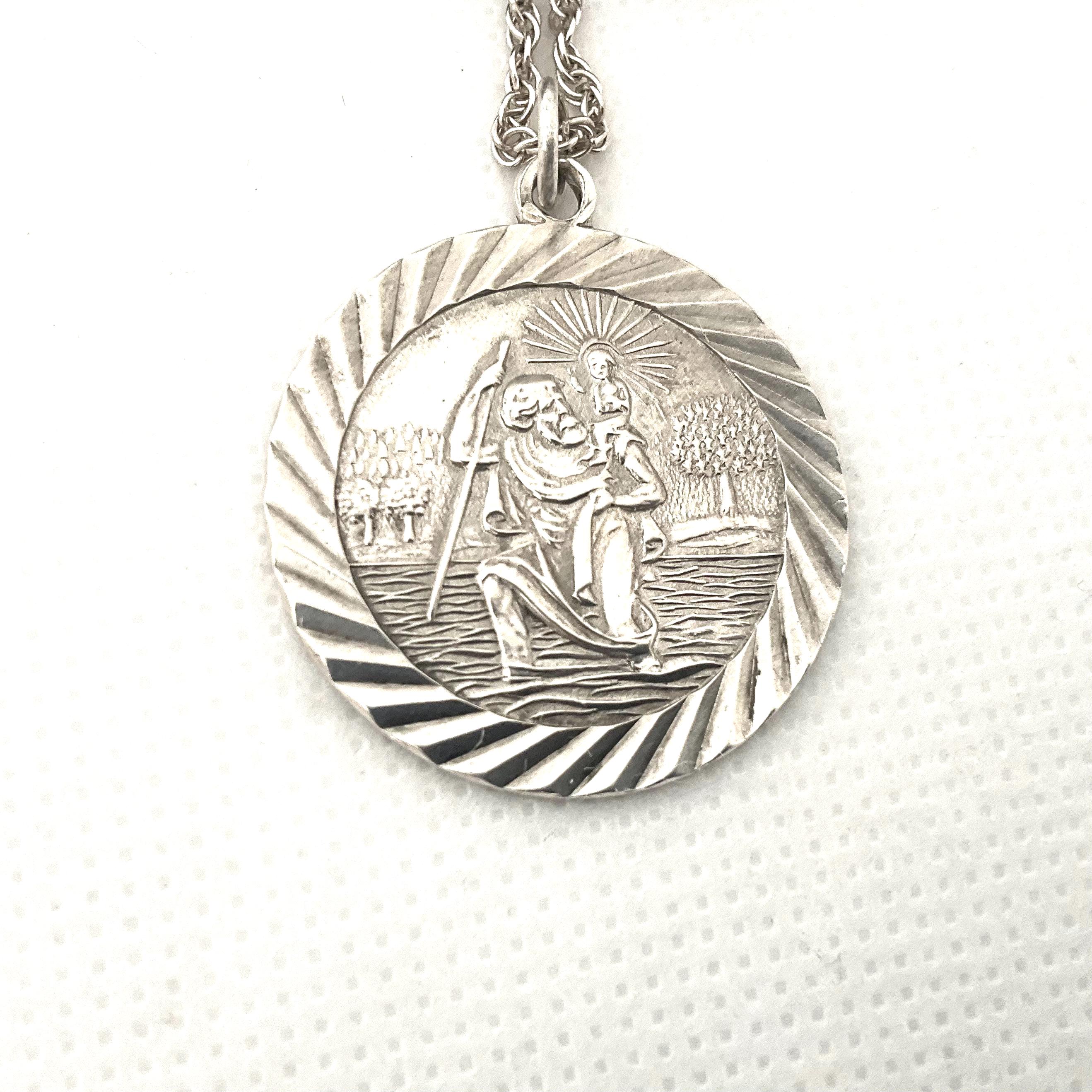 Ciondolo E Collana Di San Cristoforo In Argento Sterling 925 – Medaglia Religiosa Protettiva Per Viaggiatori E Autisti – Gioiello Uomo/Donna Con Catena, Regalo Significativo