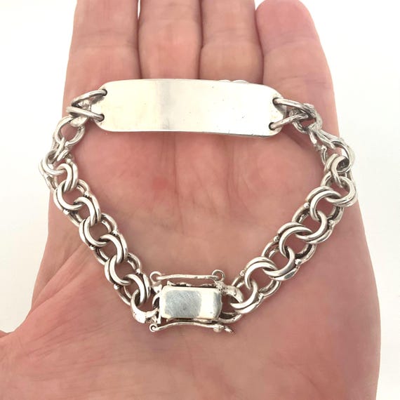 1960s Mens Sterling Silver ID Bracelet - Upcycled Vintage Chain