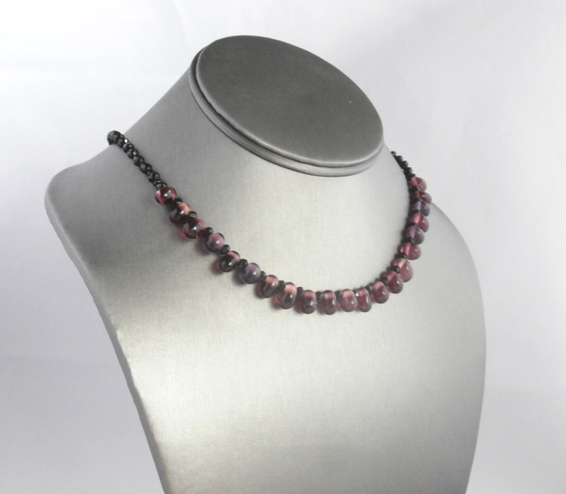 Handmade Repurposed Jewelry Purple Necklace Glass Beads