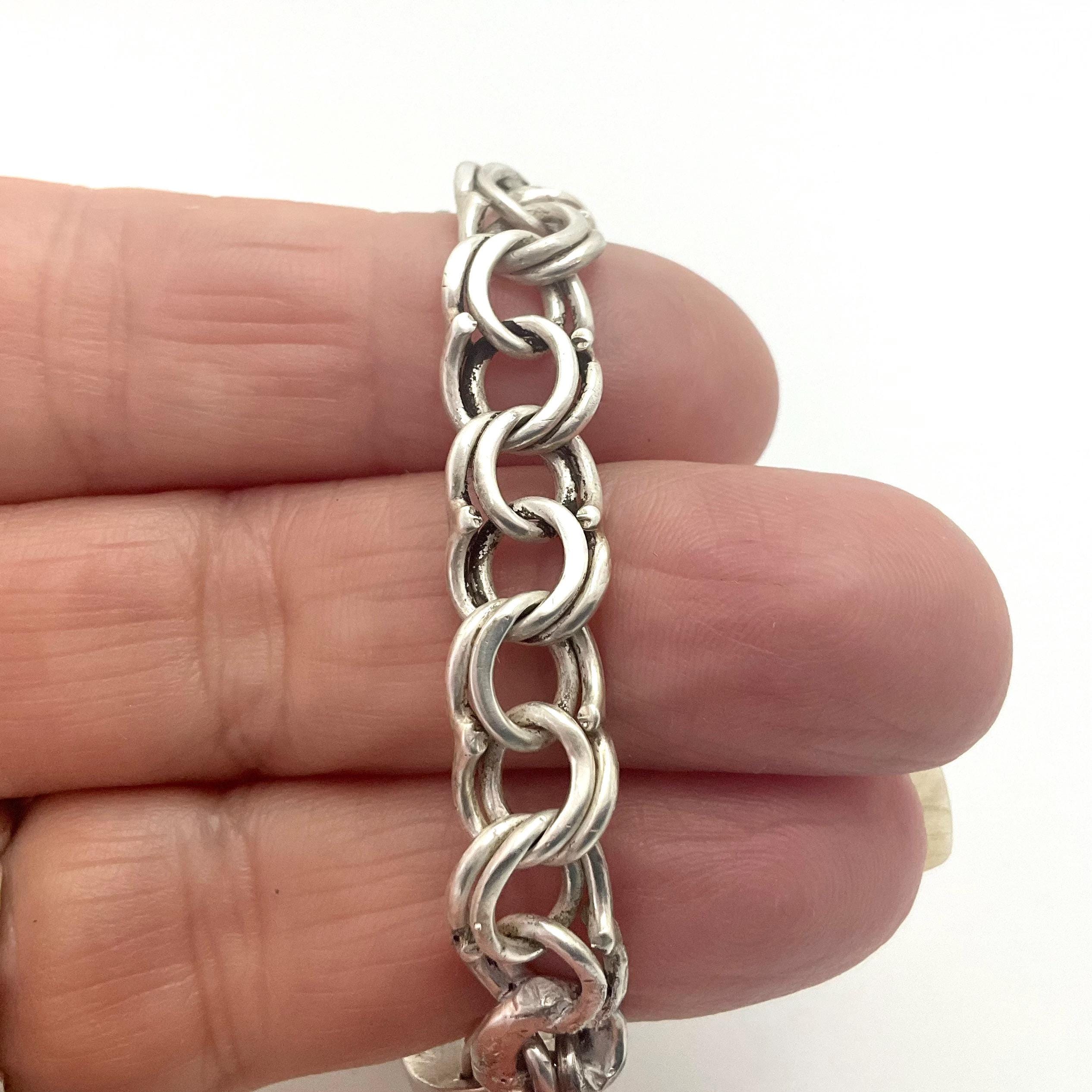 1960s Mens Sterling Silver ID Bracelet - Upcycled Vintage Chain