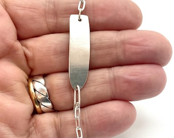 Handcrafted Sterling Silver ID Panel Bracelet - Dainty Women's or Girls Eco Friendly Jewellery
