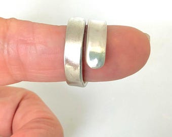Sterling Silver Adjustable Wrap Ring - Handmade Band for Men & Women