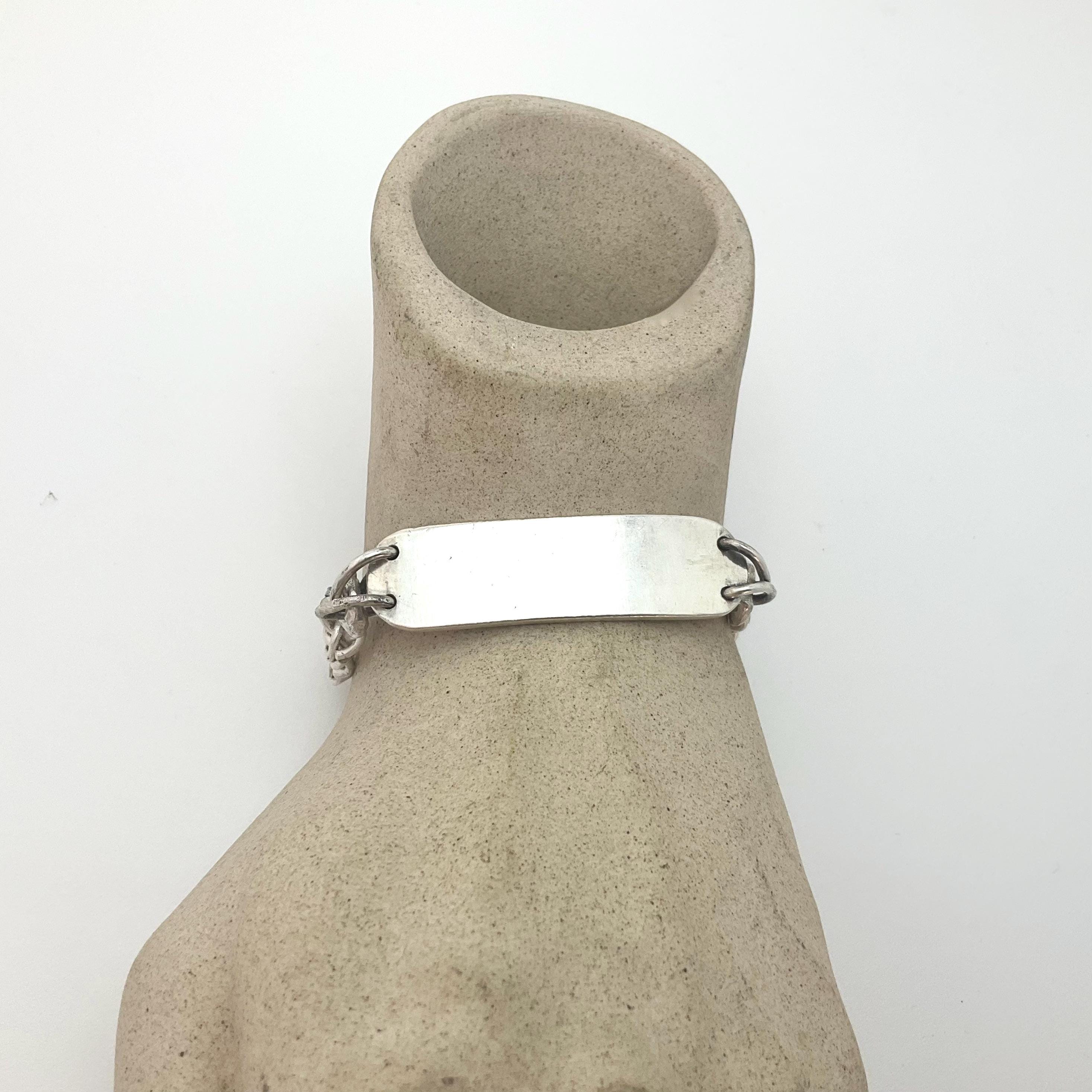 1960s Mens Sterling Silver ID Bracelet - Upcycled Vintage Chain
