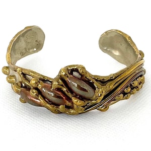 Vridmomentarmband i blandad metall - Handgjort vintage boho-armband för kvinnor - Unikt hantverkssmycke