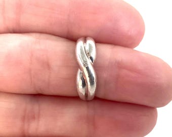 Vintage Diamond Twist Ring - Sterling Silver Crossover Band Jewellery for Women, Size L (US 6)