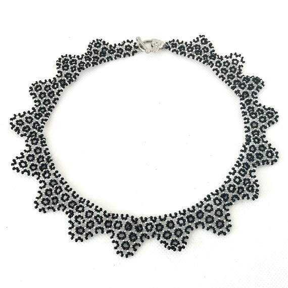 Lot De Bijoux Vintage Perles Noires - Collier Et Bracelet Perles De Rocaille Noir Rétro