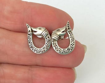 Vintage Sterling Silver Serpent Stud Earrings - Jewellery for Women