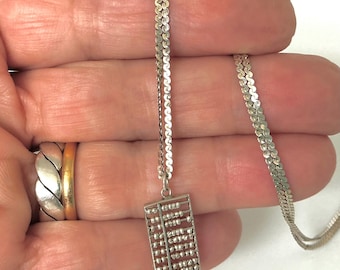 Sterling Silver Abacus Pendant Necklace - Vintage Jewellery for Women or Girls