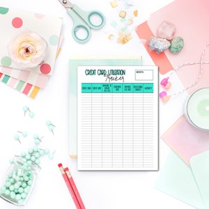 Credit Card Utilization Tracker, Credit Card Printable, Credit Boost Hack, Credit Score Printable, Credit Card Payoff Tracker