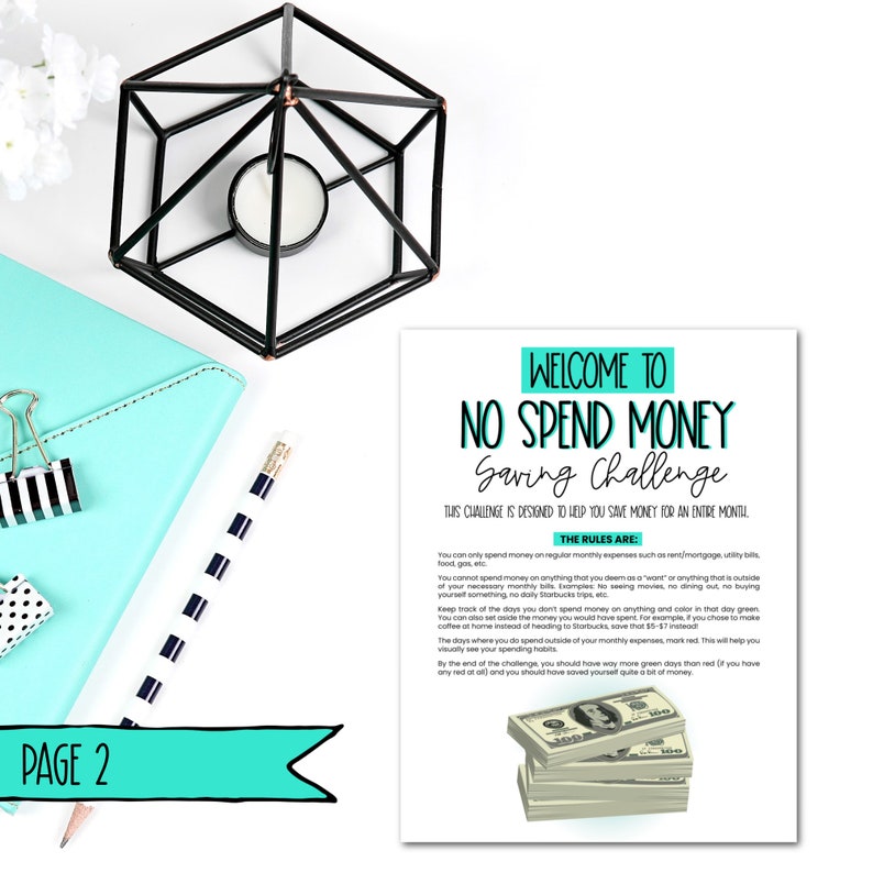 January No Spend Challenge, No Spend Challenge Printable, No Spend