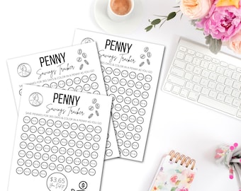 Penny Savings Challenge Printable, Money Tracker (PDF)