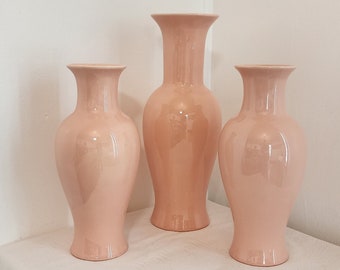 SET OF 3 1990 Royal Haeger Classic Pink Curvy Table Vases